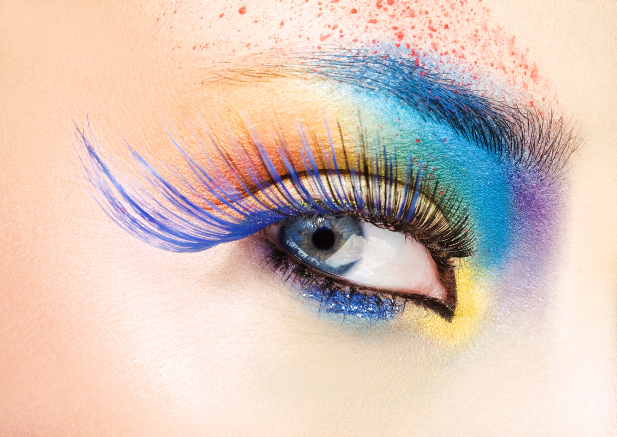 close up of eye with multicolored make-up
