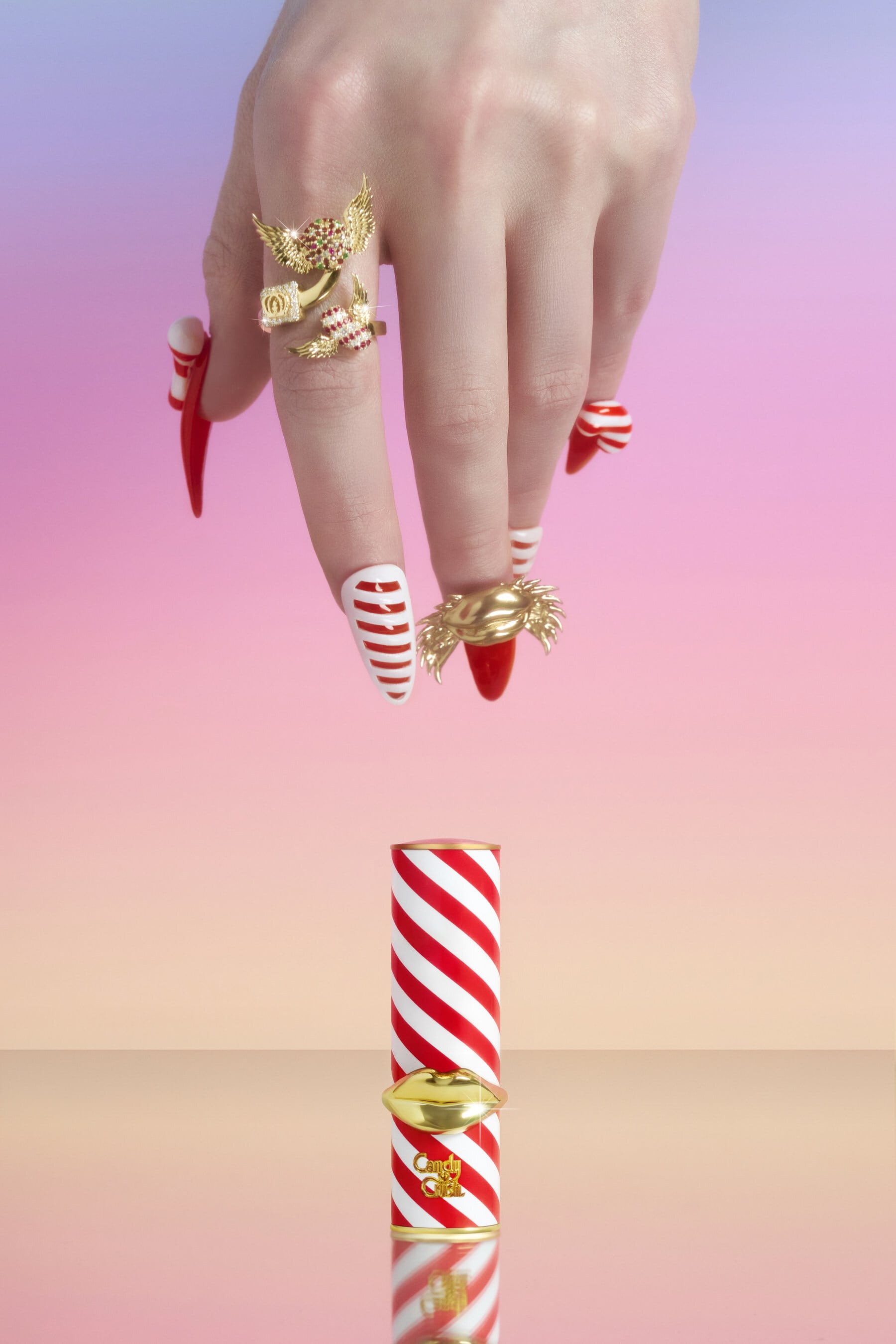 Candy Crush x Pat McGrath Matte Trance Lipstick and ring