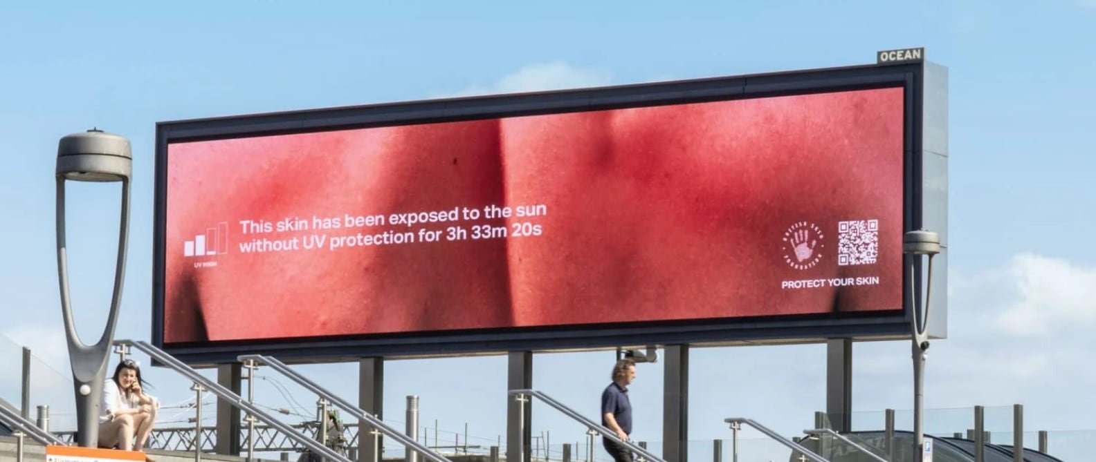 BSF burnable billboard; skin cancer; SPF, sun care