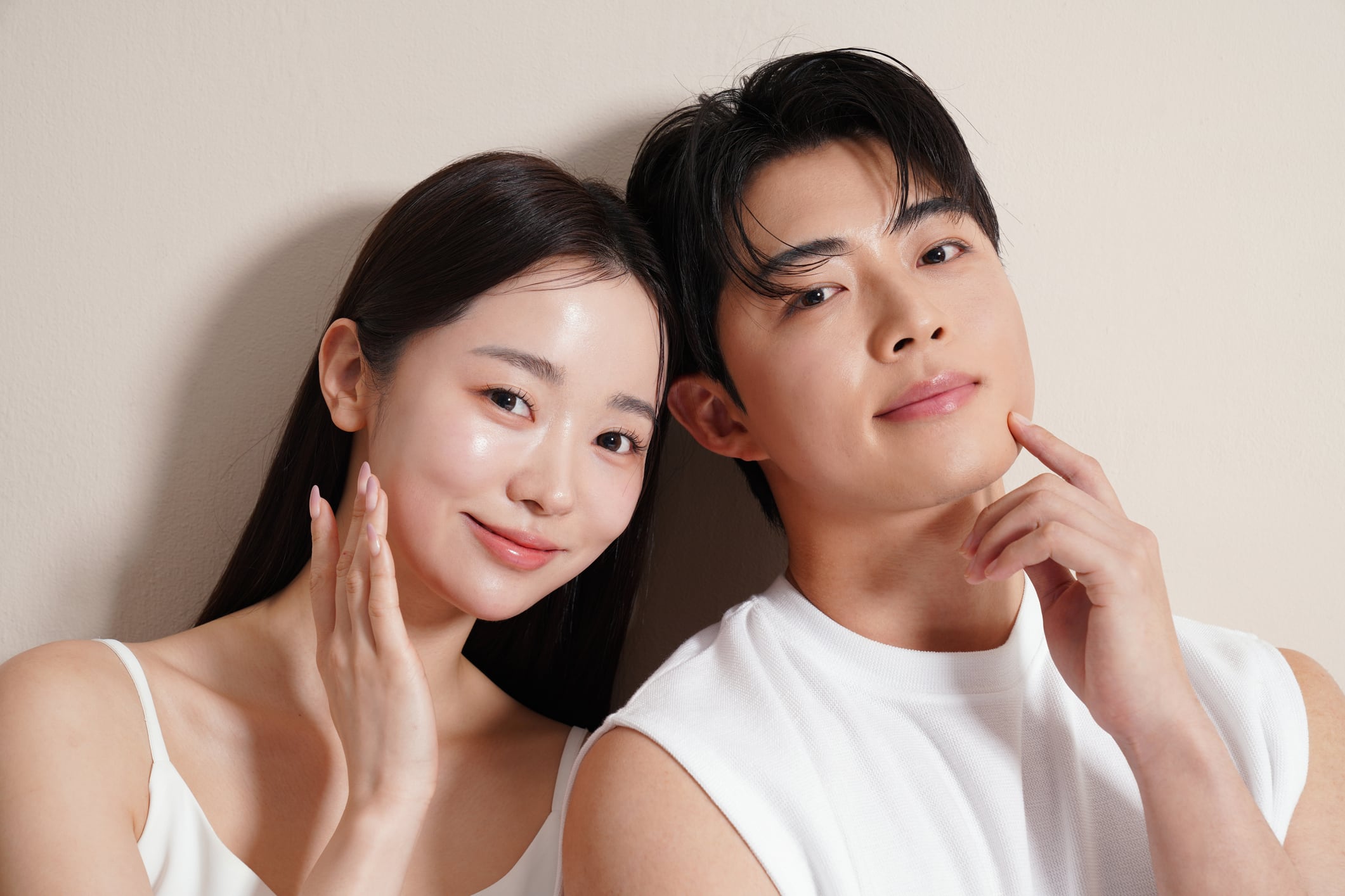 Skin care portrait of Korean man and woman