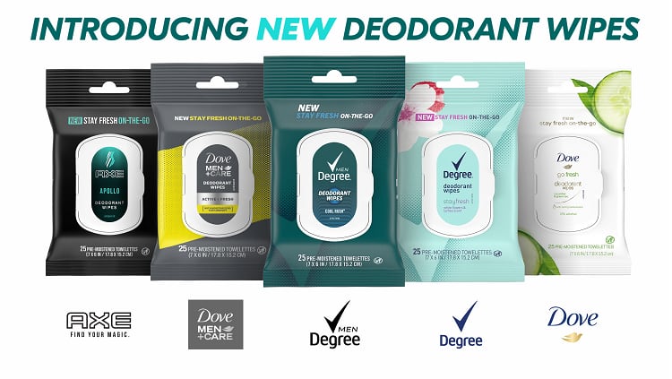 Unilever launches deodorant wipes and mini sprays