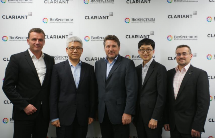 (R to L:) Stephan Lynen, Deok-Hoon Park, Christian Vang, Younghyun Kim, and Guido Appl, from Clariant and BioSpectrum