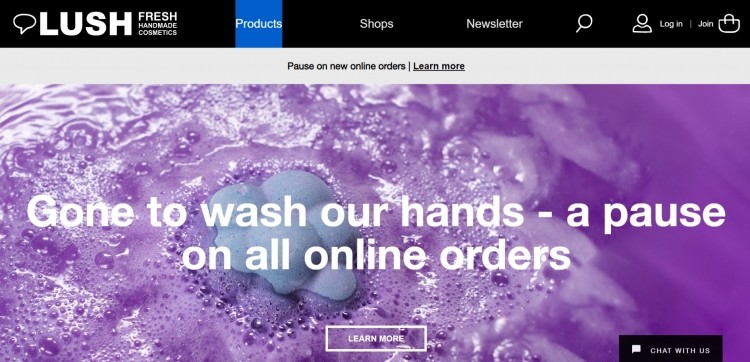 Lush Europe said it would review its decision to suspend online business in three weeks