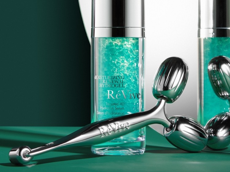 RéVive Skincare recently launched a renewal 'hydrogel' made with 4D hyaluronic acid and a contouring massage roller and plans to continue its fast-paced product launch plan worldwide (Image: RéVive Skincare)