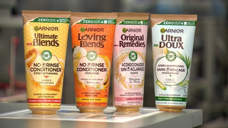 Every tube of Garnier's 'no rinse' conditioner slashes total carbon footprint by 92% and aims to slash at-home water use by about seven litres per wash [Image: L'Oréal/Garnier]