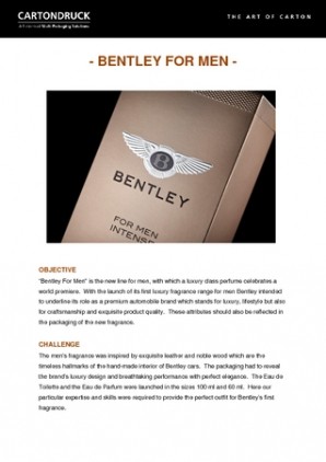 BENTLEY Fragrances partners with CARTONDRUCK for its new fragrance range